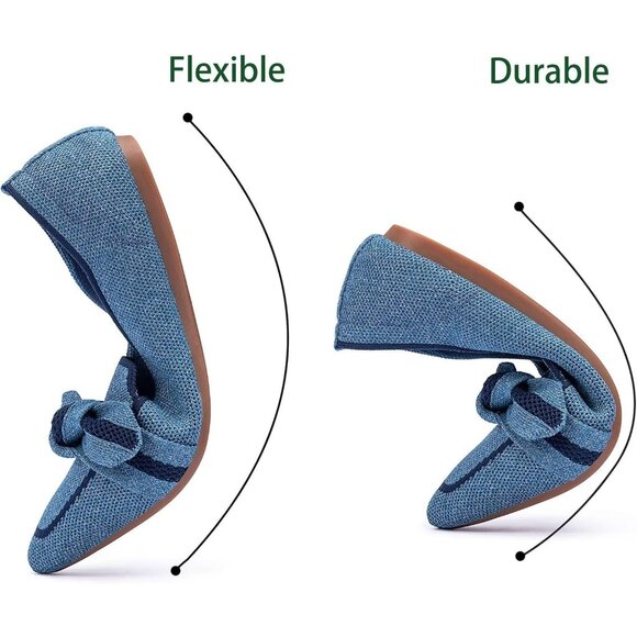 Women blue Dressy Shoes Washable Elegant Pointed-Toe lace-up Bow Shoes - Picture 7 of 7